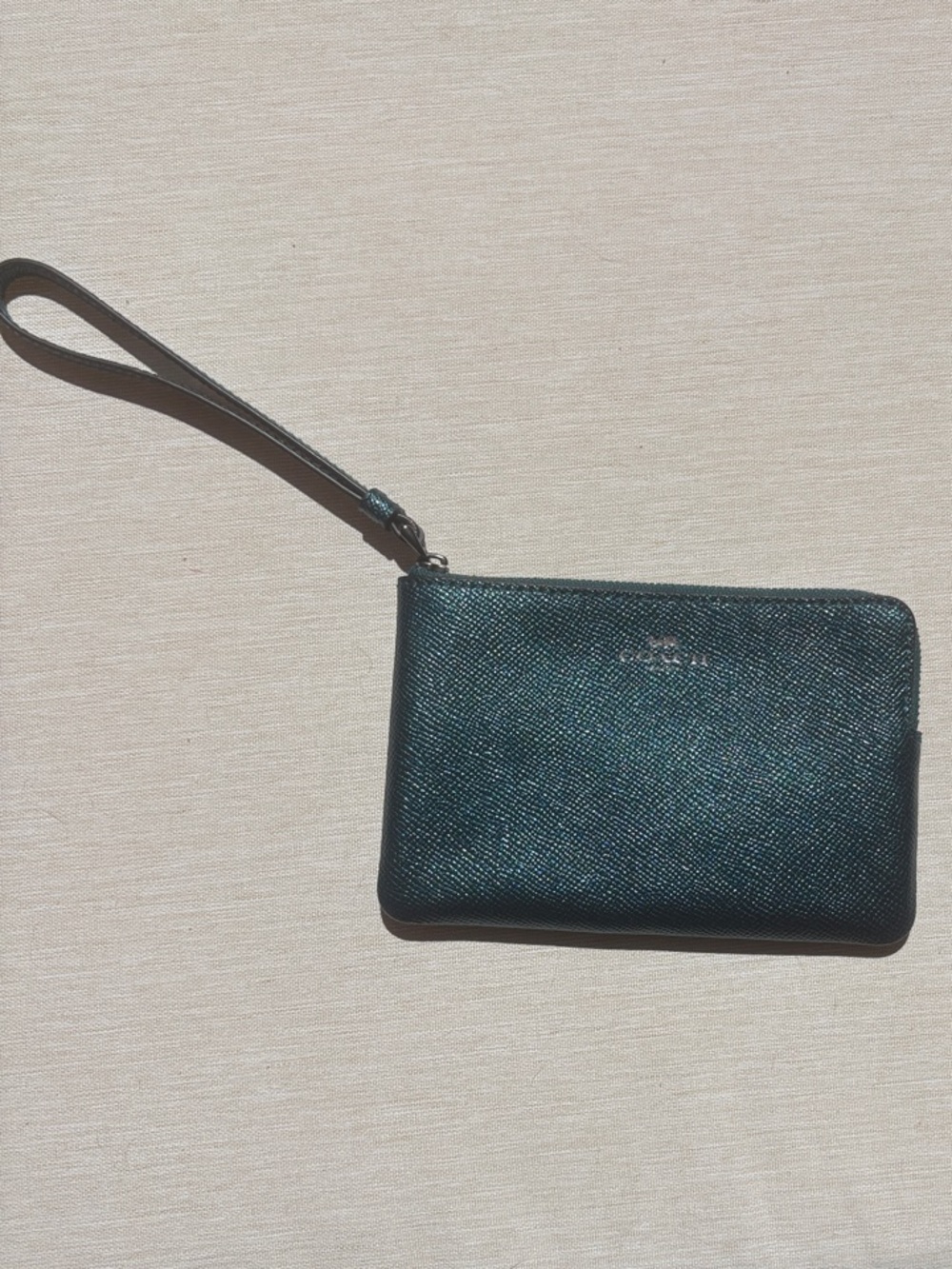 Coach Blue Zip Wristlet with Detachable Strap